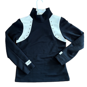 Nevermindall Black Top with Silver Studs Sweater Golf Shirt Size Medium